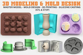 design 3d printable mold for silicone casting, chocolate candle soap resin mold