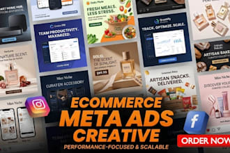 design high converting ecommerce meta ads creative for meta ads and meta pixel