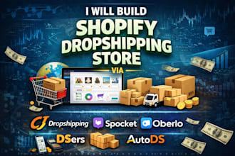 build shopify dropshipping store via cj dropshipping spocket oberlo dsers autods