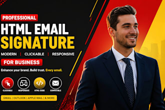 make professional modern HTML email signature clickable responsive for business