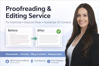 proofread and edit your manuscript document for grammar clarity flow