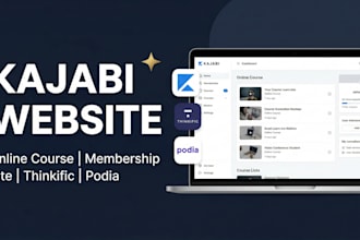 design kajabi website, kajabi online course membership site, podia thinkific