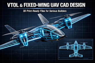 design vtol uav or fixed wing drone cad model for 3d printing