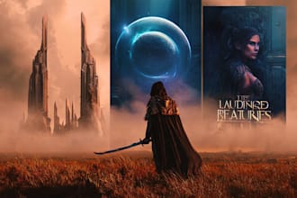 design a cinematic sci fi or epic fantasy book cover