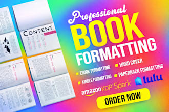 do ebook formatting and paperback formatting for amazon KDP ingramspark and lulu