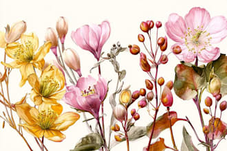 create elegant vintage botanical illustrations