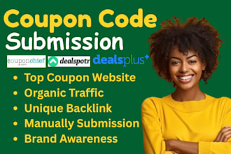 manually submit coupon code to 50 popular deal site coupon code submission