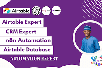 setup airtable database softr webapp CRM integration make automation n8n expert
