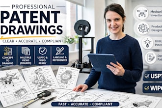 create professional patent drawings for uspto and wipo filing for your product
