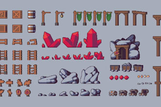 create or animate pixel art character or pixel tileset pixel art asset sprite
