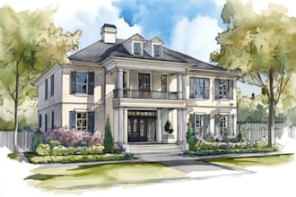 house in watercolor painting style