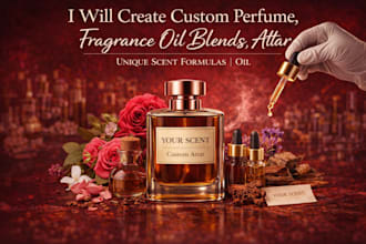 create custom perfume, fragrance oil blends, attar unique scent formulas oil