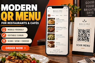 design a modern qr code menu, mobile restaurant menu design, digital menu design