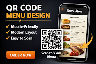 design a modern qr code menu, mobile restaurant menu design, digital menu design