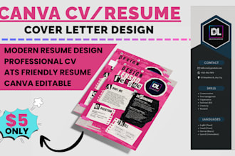 design modern resume, professional CV and canva templates
