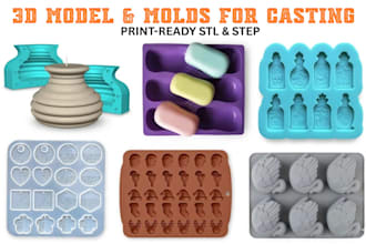 design custom stl files for silicone casting, printable resin jewelry logo mold