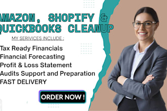 fix messy ecommerce bookkeeping and reconcile quickbooks amazon, shopify books