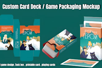 design poker tarot card tuck rigid box game packaging mockup deck layout design