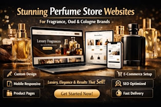 design a modern perfume store website for fragrance, oud cologne brands luxury
