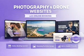 make photography video and drone website with online booking portfolio website