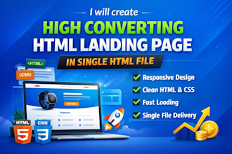 build modern sales landing page in single HTML file