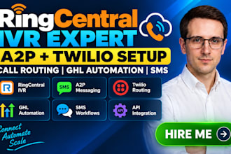 set up ringcentral IVR a2p messaging twilio call routing, gohighlevel automation