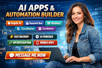 build replit ai apps base44 bots integrations goodbarber apps  weweb thunkable