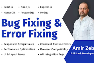 fix react, next js or node js bugs and errors fast