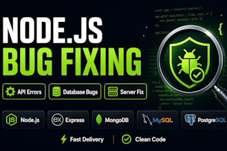 fix node js backend bugs, express API errors and database issues
