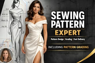 create professional sewing pattern, pattern grading and fashion pattern design