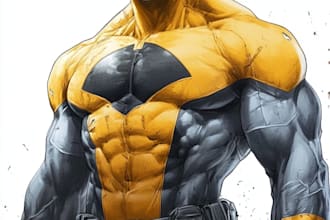 design your superhero cartoon character and comic logo