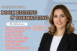 do book editing, book formatting, proofreading and copy editing for amazon KDP