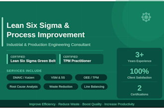 do process improvement, lean six sigma, ie, tpm, and production optimization
