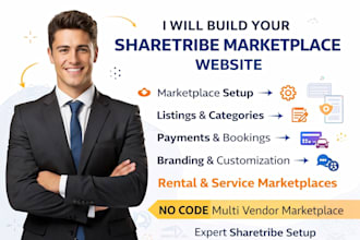 build your sharetribe marketplace website, rental or service marketplace