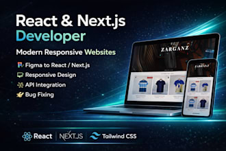 build front end react nextjs website with tailwind CSS
