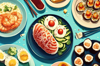 made food art illustrations for menus,
