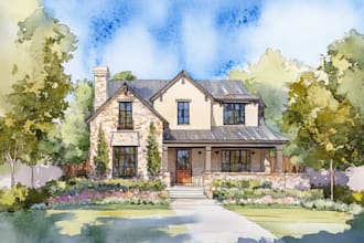 painted watercolor house portrait of your home