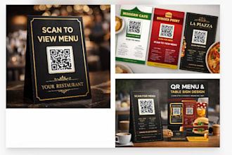 design a professional qr menu and table sign