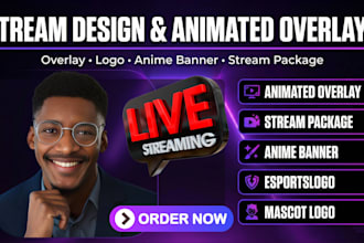 design animated overlay, stream logo and package for streamyard or streamlabs