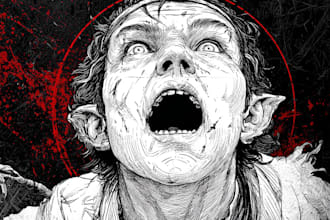 draw horror and gothic line art illustrations