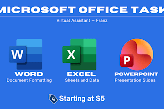 provide virtual assistance for microsoft office and admin task