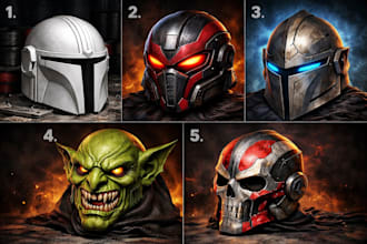 3d print and paint, ship custom cosplay or halloween mask or helmet stl file