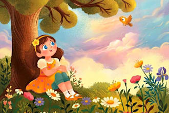 whimsical children story book illustration children story book illustration