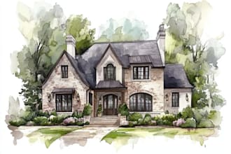 paint your house in watercolor painting style