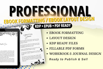 do ebook interior formatting, ebook layout formatting design fillable pdf design