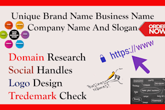 create brand name business name company name and slogan