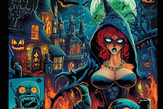 draw a horror and fantasy horror character art