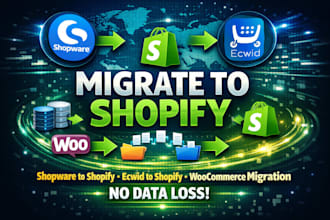 migrate shopware to shopify, ecwid to shopify woocommerce migration no data loss