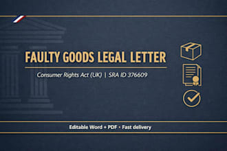 write a faulty goods complaint legal letter citing UK consumer rights act