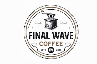 design amazing wave coffee tea brand logo